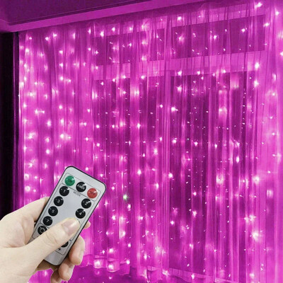 1db LED-es függönylámpák USB távirányítóval, alkalmas otthoni helyiségbe, esküvőre, partira, ablakra, falra, halloween karácsonyi dekorációra