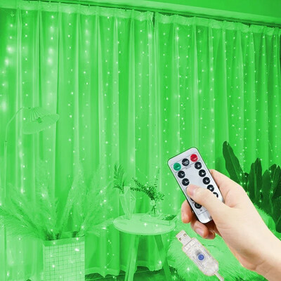 1db LED-es függönylámpák USB távirányítóval, alkalmas otthoni helyiségbe, esküvőre, partira, ablakra, falra, halloween karácsonyi dekorációra