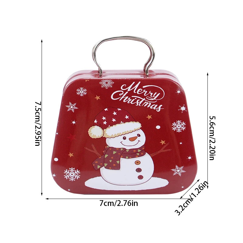 Ziemassvētku rokassomu formas konfekšu kastīte metāla skārda cepumu dāvanu iepakojuma kastītes bērniem Ziemassvētku ballītes labvēlīgie piedāvājumi 2025. gada laimīgā Jaunajā gadā Noela dekors