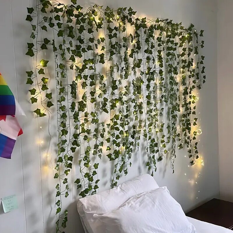 12 pakelių vynmedžio kabanti girliandos styginiai dirbtiniai šviestuvai LED šviestuvai miegamojo vestuvių vakarėliui sodo sienos kambario namų dekoras