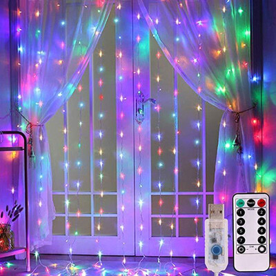 6x3M USB füzér függöny ünnepi LED fények Fairy Light Ramadan karácsonyfadísz 2024 Hálószoba dekoráció Esztétikus