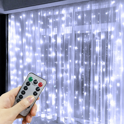 6x3M USB füzér függöny ünnepi LED fények Fairy Light Ramadan karácsonyfadísz 2024 Hálószoba dekoráció Esztétikus