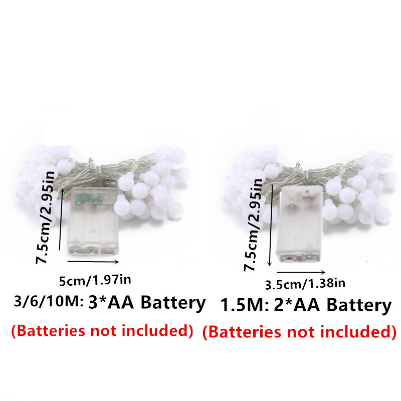 LED rutuliniai šviestuvai su baterijomis maitinami šviesos styginiai lauko gaublys fėjos šviesa vestuvėms Helovino sodo kalėdinis dekoras ﻿
