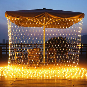 Led Net Mesh Fairy Light 1.5*1.5M 3*2M 6*4M Външна водоустойчива светлина за връв за завеси Коледен гирлянд Сватбено парти Декорация на прозорци