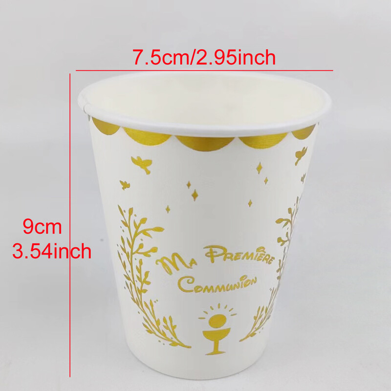 20 buc/lot Ma Première Communion farfurie de hârtie de 7 inch și pahar de hârtie de 250 ml
