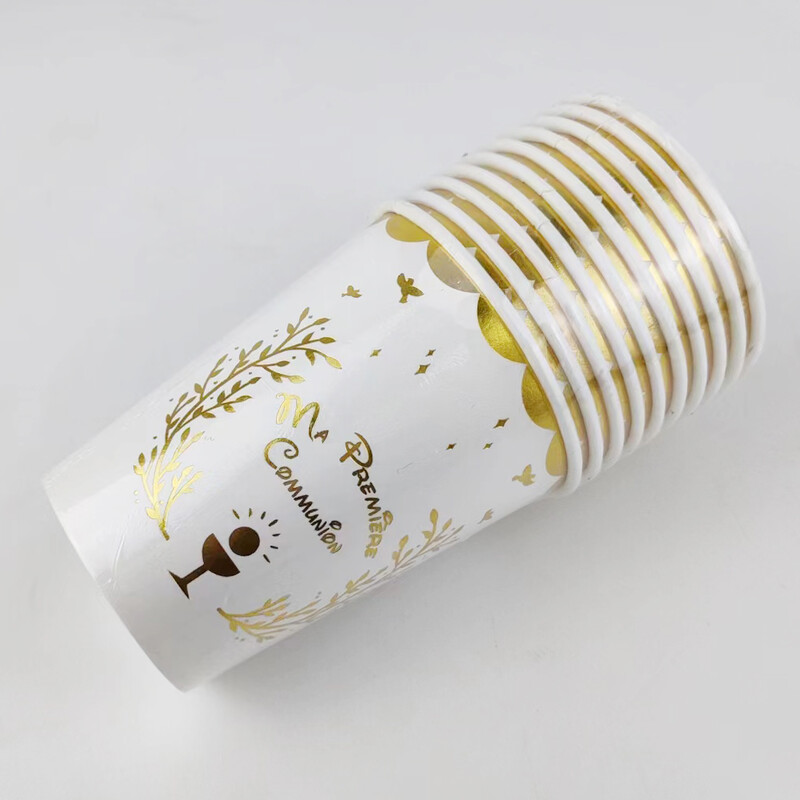 20 buc/lot Ma Première Communion farfurie de hârtie de 7 inch și pahar de hârtie de 250 ml