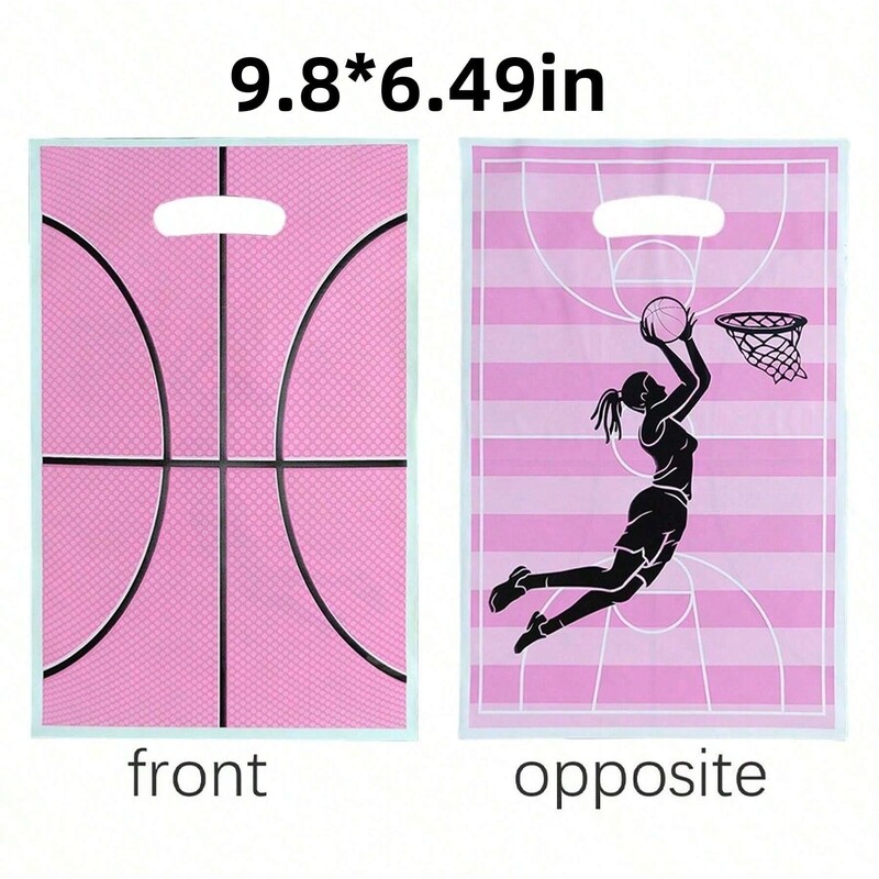 10gab Rozā Basketbola Futbola Dāvanu Soma Sporta Tēma Dāvanu Soma Bumba Spēlētājs Sporta Pasākumi Candy pe Bag festivāls Dzimšanas dienas ballītes noformējums Atgriešanas dāvanu maisiņš