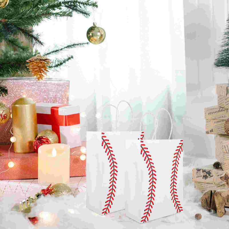 12 gab Sporta tēmu papīra maisiņi Rokas beisbola soma Futbola apdruka Dāvanu iepakojuma maisiņi Ballīte