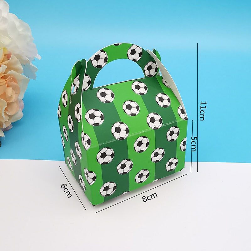 12 gab. Mini futbola konfekšu kastīte, pārnēsājama multfilmu bērnu dzimšanas dienas dāvanu kastīte šokolādes iepakojuma maisiņi Baby Shower ballītes dekors