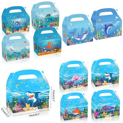 12Pc/lot Lovely Dolphin Shark kutija za slatkiše plava poklon kutija za morski život Ocean Park Prijenosna kutija za kekse za rođendanske zabave