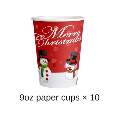 10 vnt Kalėdų vienkartiniai stalo reikmenys vakarėlio dekoravimui Kalėdų sniego senio popierinis puodelis Popierinės lėkštės vakarėlio reikmenys