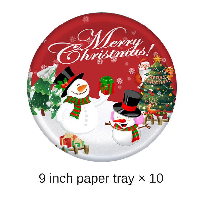 10 vnt Kalėdų vienkartiniai stalo reikmenys vakarėlio dekoravimui Kalėdų sniego senio popierinis puodelis Popierinės lėkštės vakarėlio reikmenys