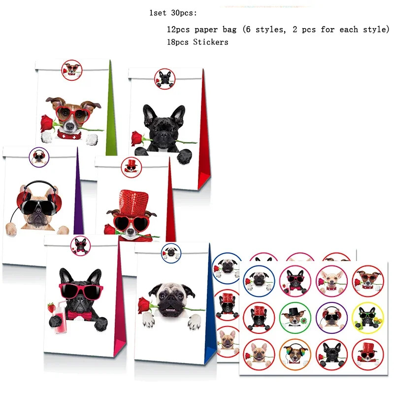 Amerzing paws konfekšu maisiņš ar uzlīmēm daudz laimes dzimšanas dienas svinībām. Suņu konfekšu maisiņš Kitty papīra dāvanu maisiņu piederumi