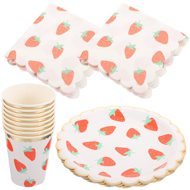 Pikniko stalo reikmenys Popieriniai lėkštės Puodeliai Rinkinys Namų vakarėlis Maistas Naujųjų metų tema Stalo įrankių rinkinys Indai