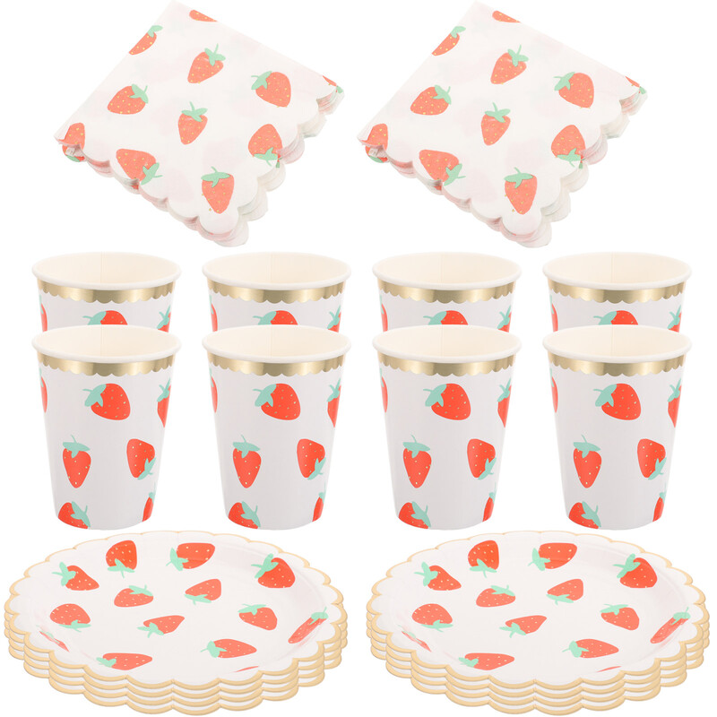 Pikniko stalo reikmenys Popieriniai lėkštės Puodeliai Rinkinys Namų vakarėlis Maistas Naujųjų metų tema Stalo įrankių rinkinys Indai