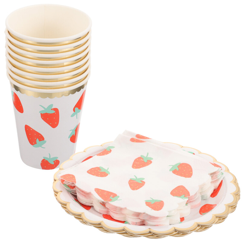 Pikniko stalo reikmenys Popieriniai lėkštės Puodeliai Rinkinys Namų vakarėlis Maistas Naujųjų metų tema Stalo įrankių rinkinys Indai