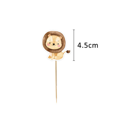 24 τεμ. Χαρτοκιβώτιο Wild Animal Cake Toppers Cute Cupcake Topper For Kids Jungle Safari Διακόσμηση πάρτι γενεθλίων DIY Προμήθειες για τούρτες