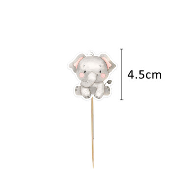 24 τεμ. Χαρτοκιβώτιο Wild Animal Cake Toppers Cute Cupcake Topper For Kids Jungle Safari Διακόσμηση πάρτι γενεθλίων DIY Προμήθειες για τούρτες