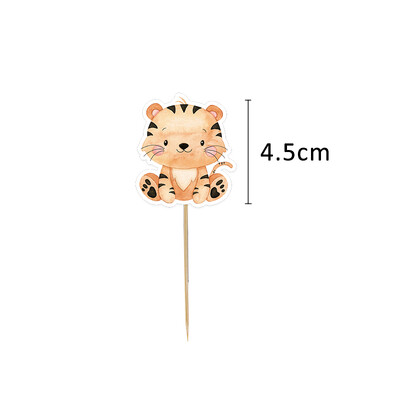 24 τεμ. Χαρτοκιβώτιο Wild Animal Cake Toppers Cute Cupcake Topper For Kids Jungle Safari Διακόσμηση πάρτι γενεθλίων DIY Προμήθειες για τούρτες