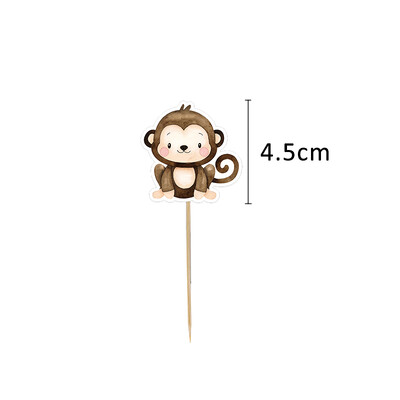 24 τεμ. Χαρτοκιβώτιο Wild Animal Cake Toppers Cute Cupcake Topper For Kids Jungle Safari Διακόσμηση πάρτι γενεθλίων DIY Προμήθειες για τούρτες
