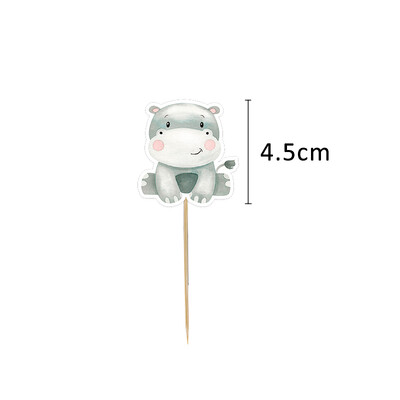 24 τεμ. Χαρτοκιβώτιο Wild Animal Cake Toppers Cute Cupcake Topper For Kids Jungle Safari Διακόσμηση πάρτι γενεθλίων DIY Προμήθειες για τούρτες