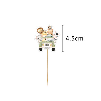 24 τεμ. Χαρτοκιβώτιο Wild Animal Cake Toppers Cute Cupcake Topper For Kids Jungle Safari Διακόσμηση πάρτι γενεθλίων DIY Προμήθειες για τούρτες