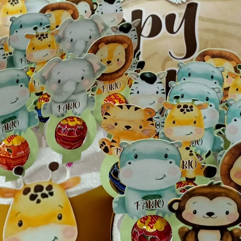 16 gab. Kartona kārbas dzīvnieku konfekšu kartītes konfekšu turētāju kartītes bērniem džungļu safari daudz laimes dzimšanas dienā ballītes dekorēšanai konfekšu turētāju piederumi