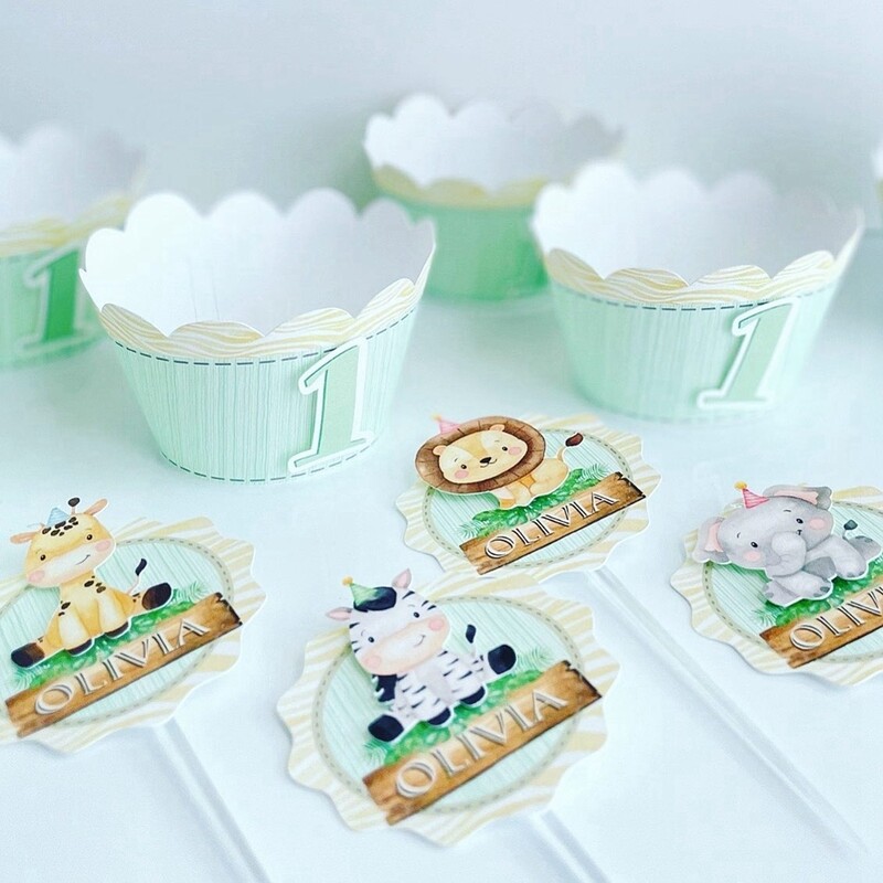 16 gab. Kartona kārbas dzīvnieku konfekšu kartītes konfekšu turētāju kartītes bērniem džungļu safari daudz laimes dzimšanas dienā ballītes dekorēšanai konfekšu turētāju piederumi