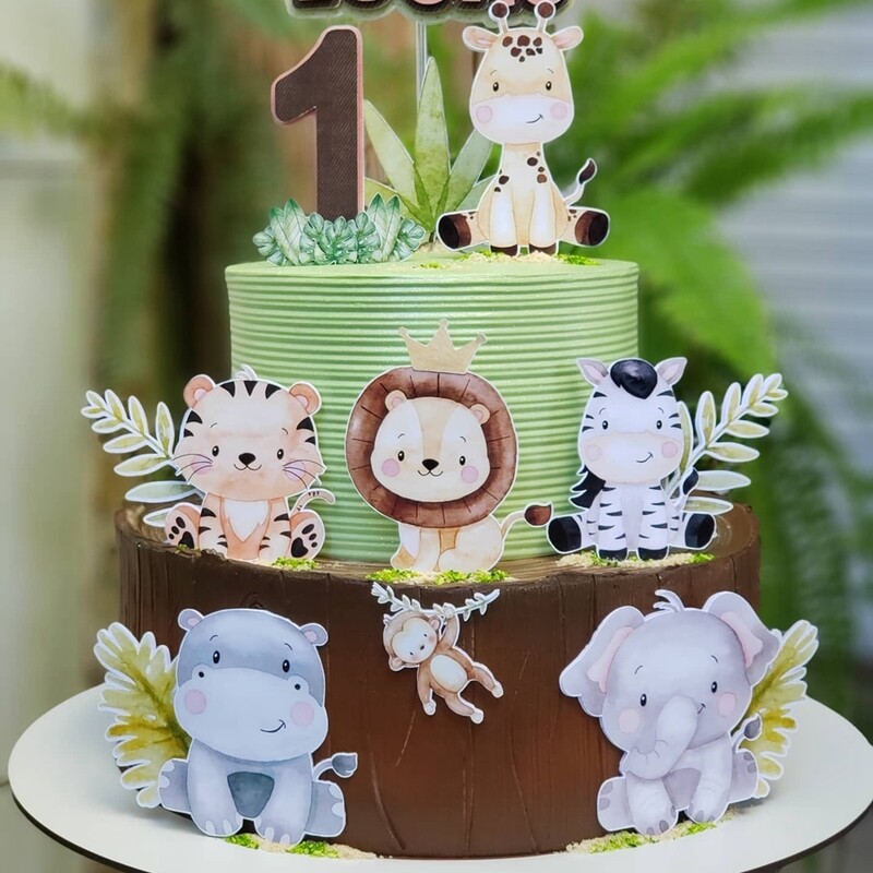 16 gab. Kartona kārbas dzīvnieku konfekšu kartītes konfekšu turētāju kartītes bērniem džungļu safari daudz laimes dzimšanas dienā ballītes dekorēšanai konfekšu turētāju piederumi