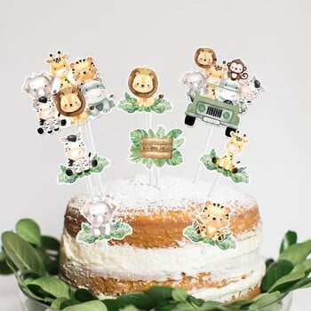 Jungle Animals Cake Insert Cupcake Toppers Jungle Safari Birthday Party Decor Детски рожден ден Консумативи за парти Baby Shower Сувенири