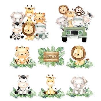 Jungle Animals Cake Insert Cupcake Toppers Jungle Safari Birthday Party Decor Детски рожден ден Консумативи за парти Baby Shower Сувенири