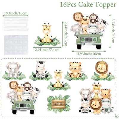 Ζούγκλα Ζώο ένθετο κέικ Cupcake Toppers Jungle Safari Διακόσμηση πάρτι γενεθλίων Παιδικά είδη πάρτι γενεθλίων Μπομπονιέρες μωρού