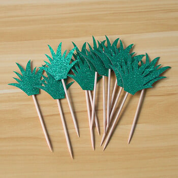 10/12 τμχ Green Leaf Toppers Cake Toppers Palm Leaves Cupcake Toppers for Jungle Decor Birthday Decor Wild One Safari Party Cake Decor