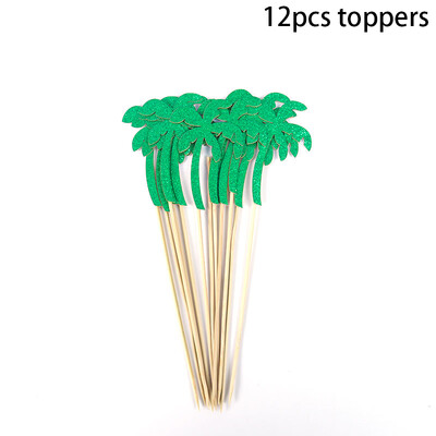 10/12 τμχ Green Leaf Toppers Cake Toppers Palm Leaves Cupcake Toppers for Jungle Decor Birthday Decor Wild One Safari Party Cake Decor