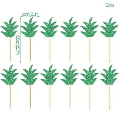 10/12 τμχ Green Leaf Toppers Cake Toppers Palm Leaves Cupcake Toppers for Jungle Decor Birthday Decor Wild One Safari Party Cake Decor