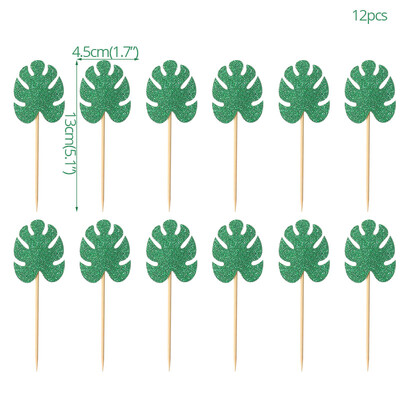 10/12 τμχ Green Leaf Toppers Cake Toppers Palm Leaves Cupcake Toppers for Jungle Decor Birthday Decor Wild One Safari Party Cake Decor