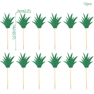 10/12 τμχ Green Leaf Toppers Cake Toppers Palm Leaves Cupcake Toppers for Jungle Decor Birthday Decor Wild One Safari Party Cake Decor