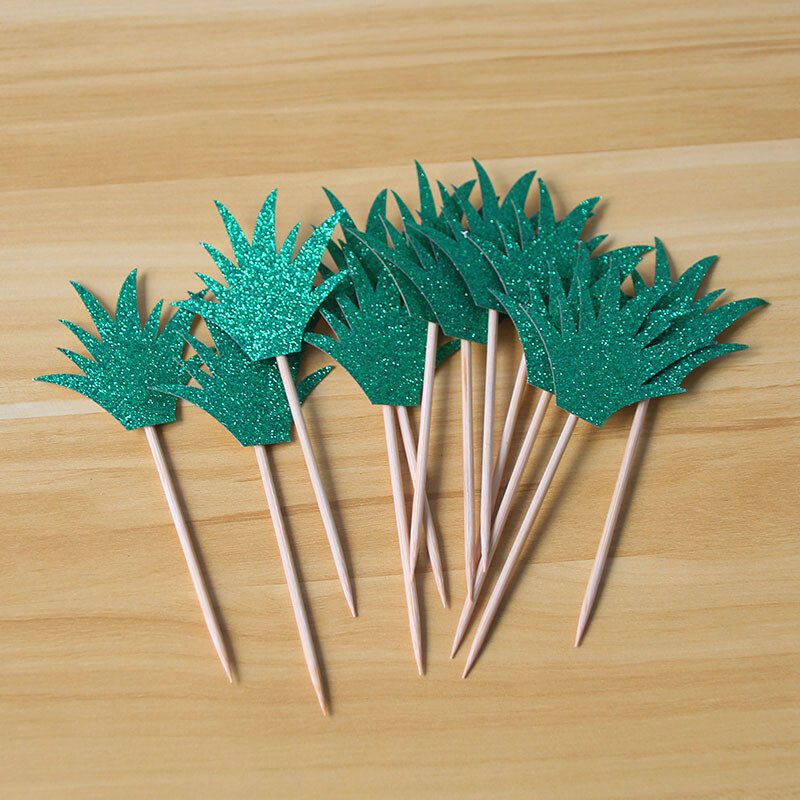 10/12 gab. Zaļo lapu kūku pildījumi Palmu lapu kūciņu toperi džungļu tēmai dzimšanas dienas dekorēšanai Wild One Safari ballītes kūkas dekori