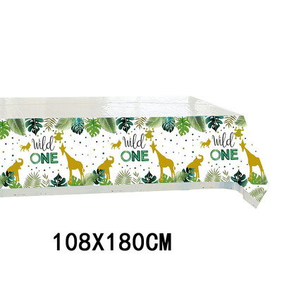 Wild One Birthday Decor Σετ επιτραπέζιων σκευών μιας χρήσης Πιάτα Πιάτα Χαρτοπετσέτες Σημαίες Cake Topper Balloons Ζούγκλα με θέμα το πάρτι