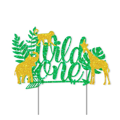 Wild One Birthday Decor Σετ επιτραπέζιων σκευών μιας χρήσης Πιάτα Πιάτα Χαρτοπετσέτες Σημαίες Cake Topper Balloons Ζούγκλα με θέμα το πάρτι