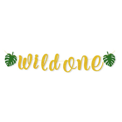 Wild One Birthday Decor Σετ επιτραπέζιων σκευών μιας χρήσης Πιάτα Πιάτα Χαρτοπετσέτες Σημαίες Cake Topper Balloons Ζούγκλα με θέμα το πάρτι