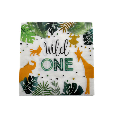 Wild One Birthday Decor Σετ επιτραπέζιων σκευών μιας χρήσης Πιάτα Πιάτα Χαρτοπετσέτες Σημαίες Cake Topper Balloons Ζούγκλα με θέμα το πάρτι