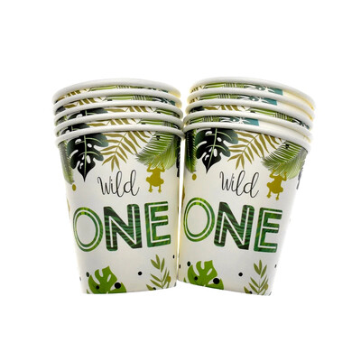 Wild One Birthday Decor Σετ επιτραπέζιων σκευών μιας χρήσης Πιάτα Πιάτα Χαρτοπετσέτες Σημαίες Cake Topper Balloons Ζούγκλα με θέμα το πάρτι