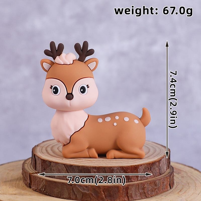 Woodland Cake Topper Ezis Vāvere Briedis Dzīvnieks Meža Džungļu ballīte Daudz laimes dzimšanas dienā ballītes dekors Bērnu 1. Baby Shower Tortes dekors