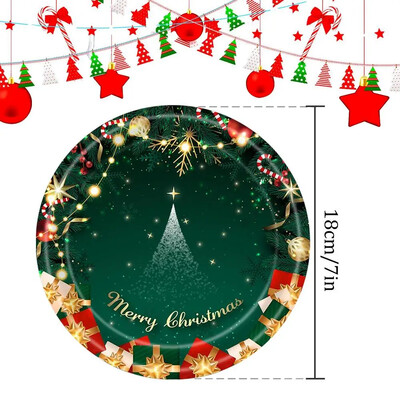 Boldog karácsonyi parti eldobható étkészlet 2024 karácsonyi dekoráció otthonra Karácsonyi parti kellékek Tányérok Kupa Navidad Újév