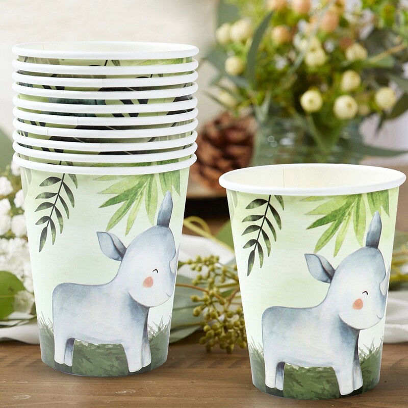 Džungļu dzīvnieku tēmas vienreizējās lietošanas galda piederumu komplekts Savvaļas viena mazuļa duša zēnam Woodland Safari dzimšanas dienas dekorēšanas piederumi