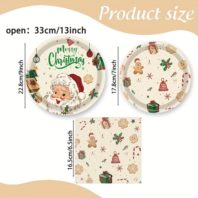 40 gab. Ziemassvētku ballīšu piederumi Ziemassvētku vecīša mājas galda piederumi, vienreizlietojami trauku komplekti, 20 gab. papīra šķīvis, 20 gab.