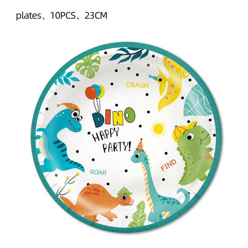 Διακοσμητικά για πάρτι γενεθλίων με θέμα Cartoon Dinosaur Σετ σερβίτσια μιας χρήσης Χάρτινα πιάτα Χαρτοπετσέτες Κύπελλα