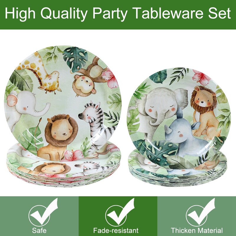 Ζούγκλα προμήθειες για ζώα επιτραπέζια σκεύη Χρόνια πολλά Διακοσμήσεις για πάρτι Παιδικά αγόρια Διακόσμηση πάρτι με θέμα το σαφάρι ζούγκλας Green Forest Woodland