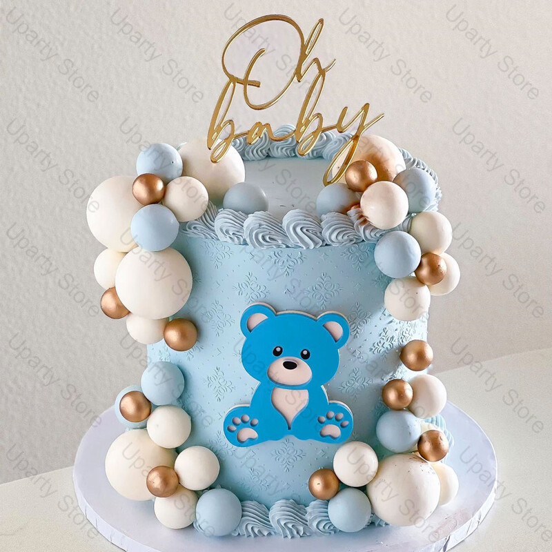 60Gb Blue Balls kūku pildījumi 2-4cm metāla zelta baltas mazuļu zilas kūku bumbiņas daudz laimes dzimšanas dienā Baby Shower kāzu kūkas dekors Favo